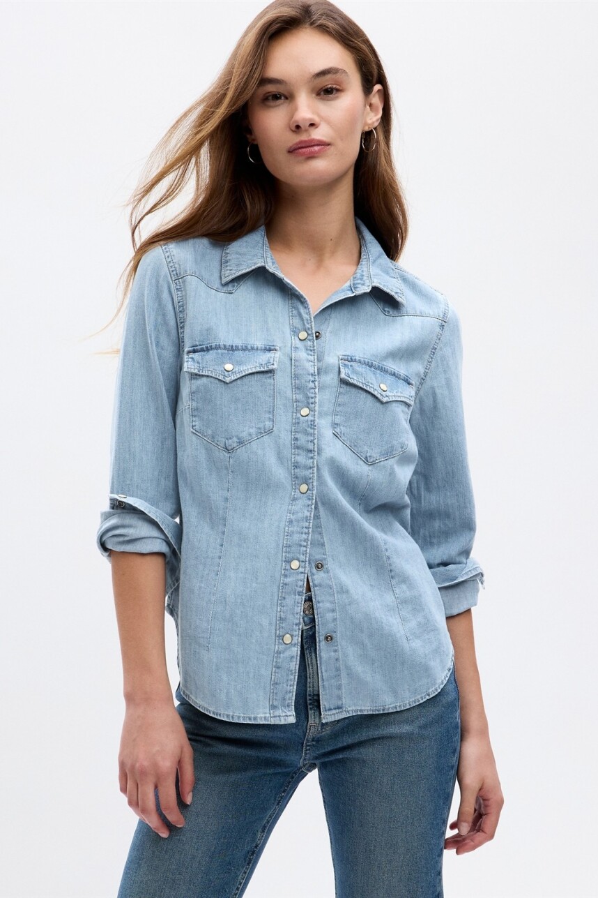 Camisa De Jean Mujer Light Wash
