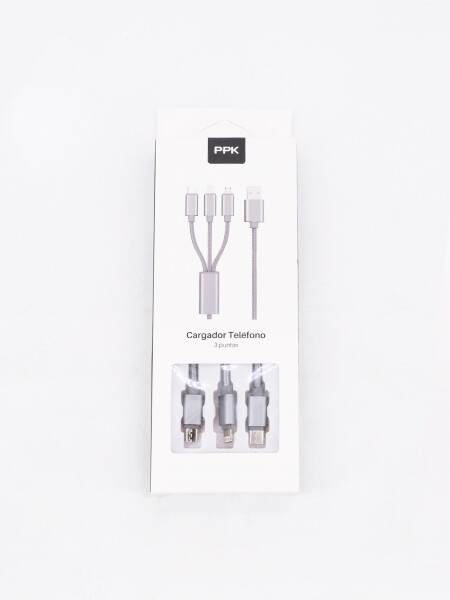 CARGADOR TELEFONO 3 PUNTAS GRIS