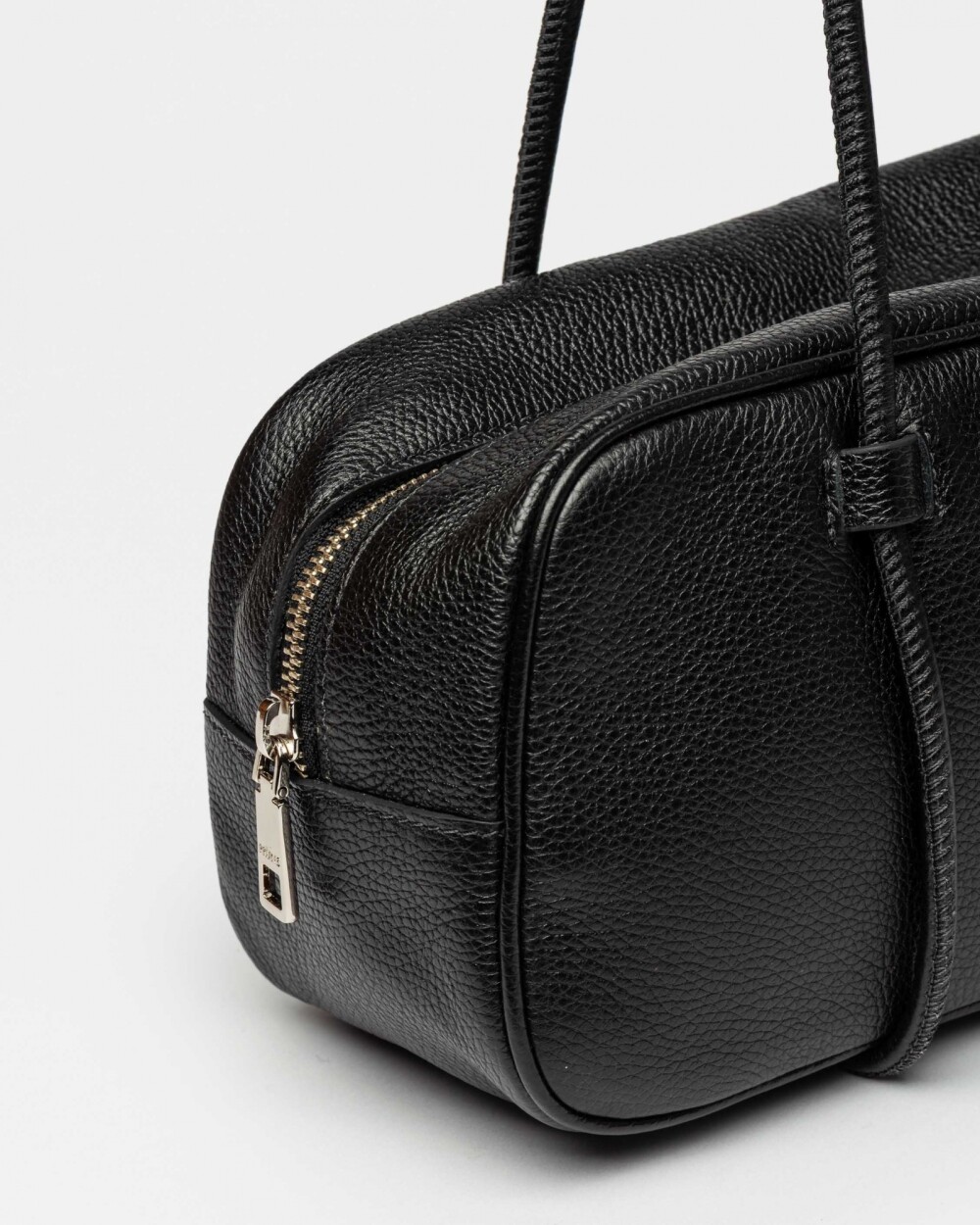 Cartera al hombro Horizon en cuero graneado Negro