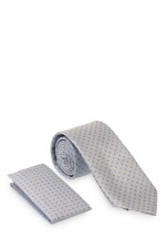 Corbata con pañuelo 8 cm GRIS OSCURO