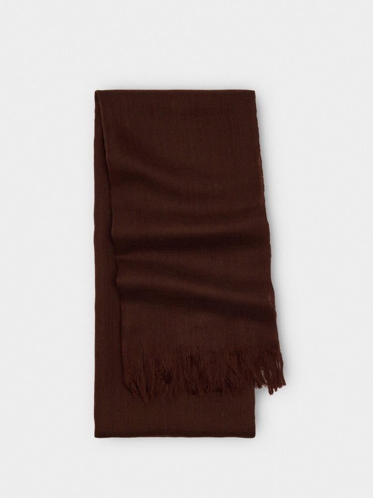 Pashmina De Lana Con Flecos marron