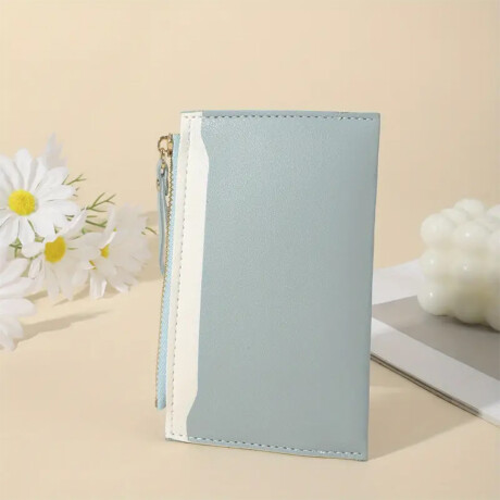Monedero tarjetero bicolor Celeste