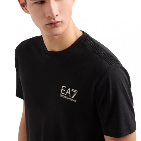 GOLD LABEL VISCOSE-JERSEY CREW-NECK - EA7 EMPORIO ARMANI Black