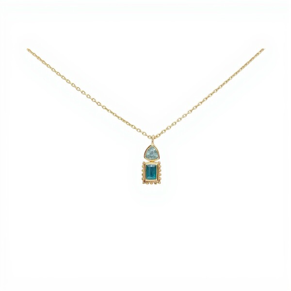 Conjunto Masakali-Plata rodinada 925 micra oro 18k-Piedra Topacio azul y Jade verde-CJ2019 conpiedra