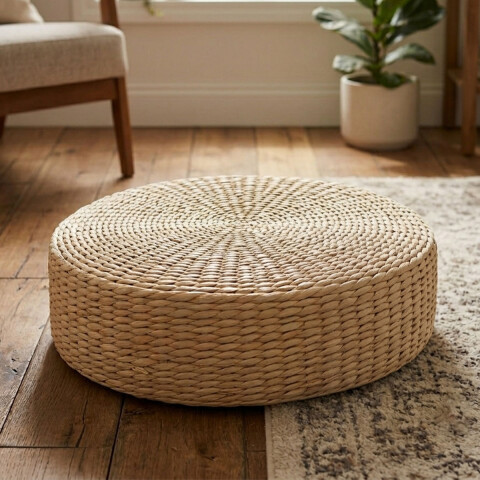 Puff de Mimbre Natural 40 x 40 x 10 cm U