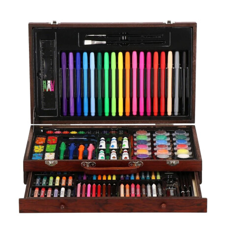 Set Arte Madera 123p Dibujo Valija Escolar Marcador Esc002002