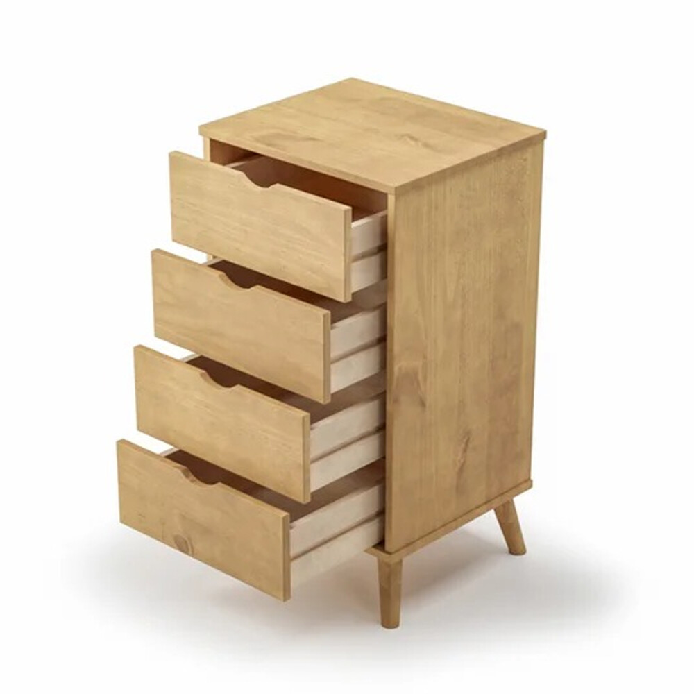 CÓMODA CAJONERA GUARDARROPA 4 CAJONES CON PATAS EN MADERA MACIZA MADERA