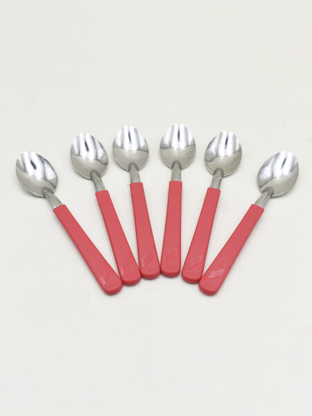 CUCHARA 6 PCS 18 CM ROJO
