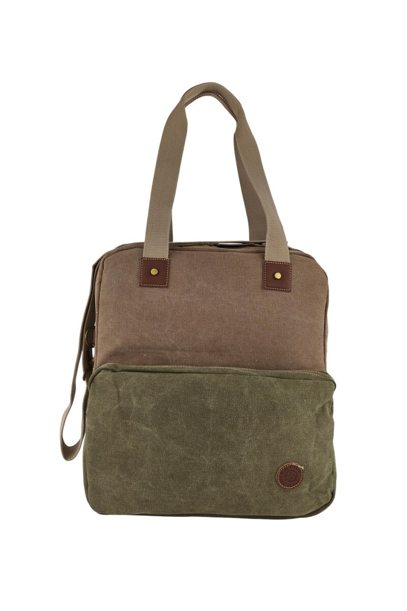 Bolso porta laptop de lona Marrón con Verde