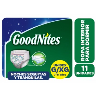 Pañales Goodnites Calzoncillos Nocturnos Unisex G/XG X11 Pañales Goodnites Calzoncillos Nocturnos Unisex G/XG X11