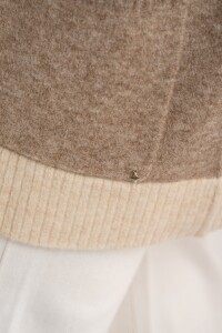 Cardigan Rayado Color Block Beige Melange