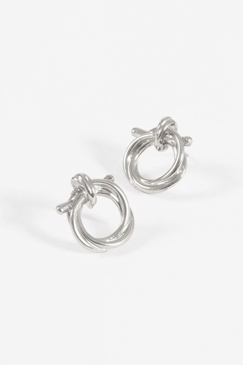 Caravanas circular nudo plateado