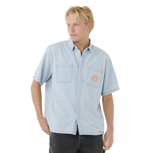 Camisa Rip Curl Raw Energy Denim - Celeste Camisa Rip Curl Raw Energy Denim - Celeste