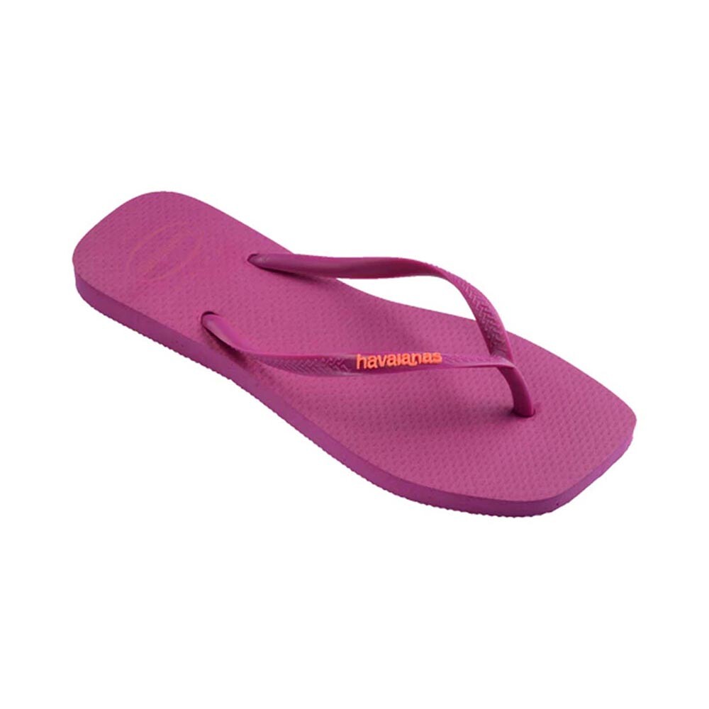 Sandalias Havaianas Slim Square Logo Pop Up Mujer Rosa Gum