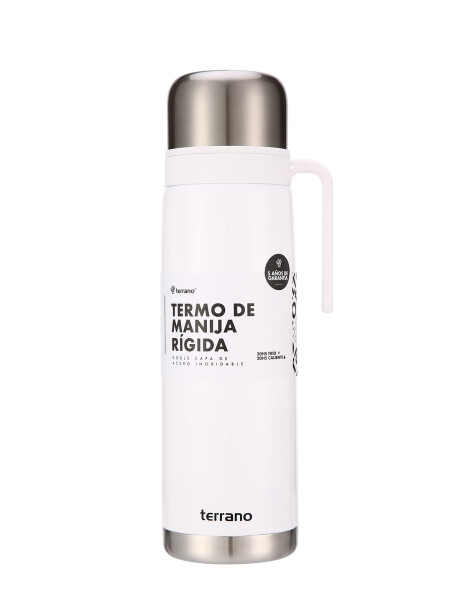 Termo 1Lt. Premium Manija Rigida Metalizado Blanco