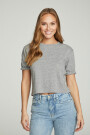 CROPPED CREW NECK SS TEE Gris