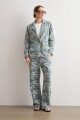 Blazer de jean estampa paisley azul marino