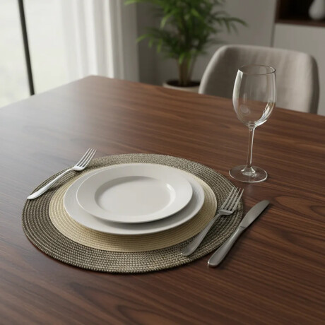 Mantel Individual Diseño Glow Redondo en PP Ø38Cm Paramount Dorado