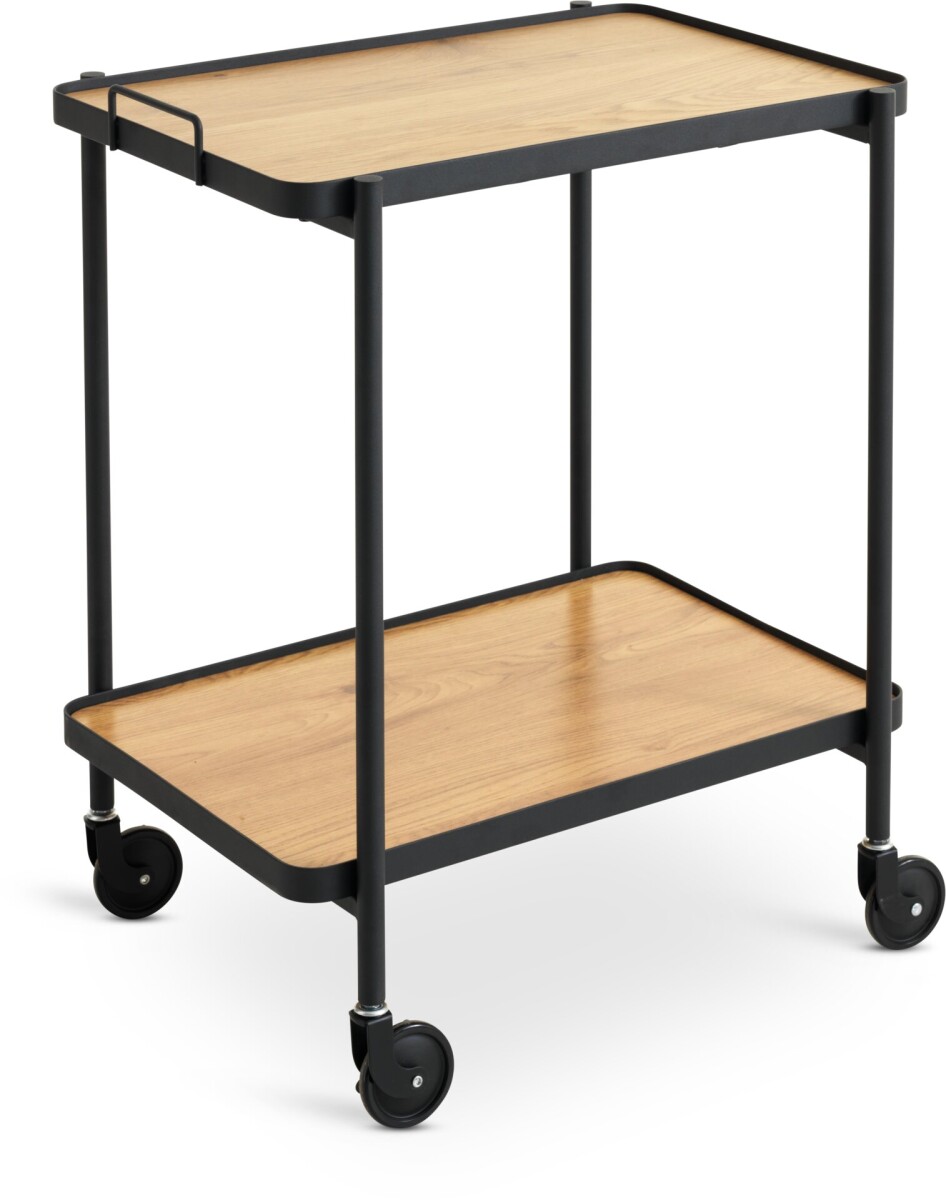 Carrito GANGSTED 2 estantes color roble/negro - Roble/negro 