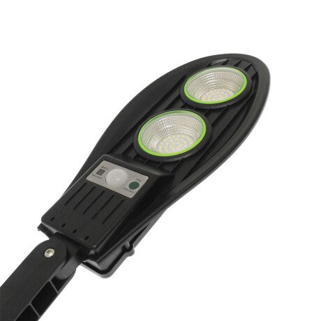 Foco Exterior Solar 2 Luces Led p/Pared Sensor Mov y Control Negro