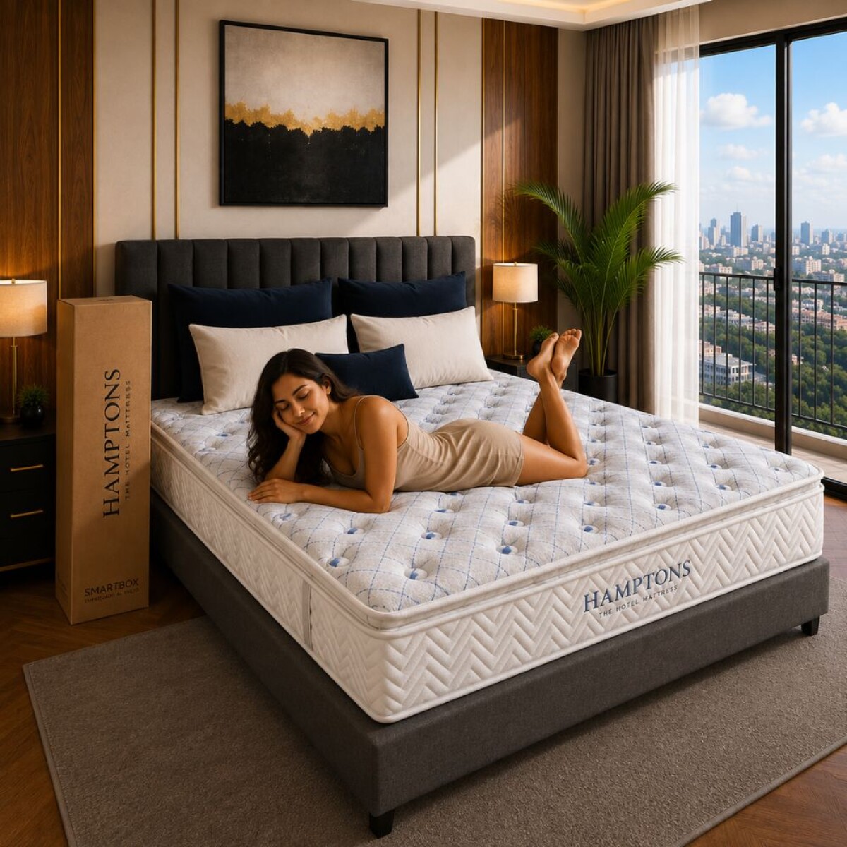 Colchon de resortes Queen HAMPTONS Rhenium 