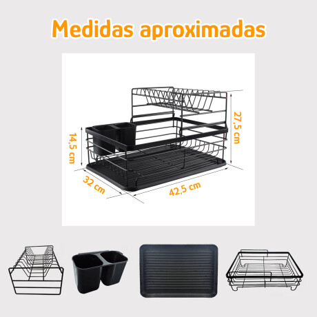 Escurridor Vajilla 2 Niveles Desmontable Cubiertero Bandeja Negro