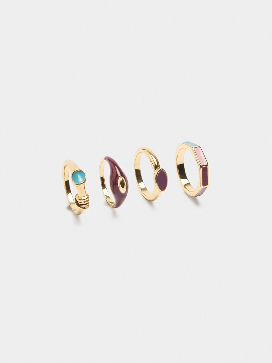 Set De Anillos Con Esmalte multicolor