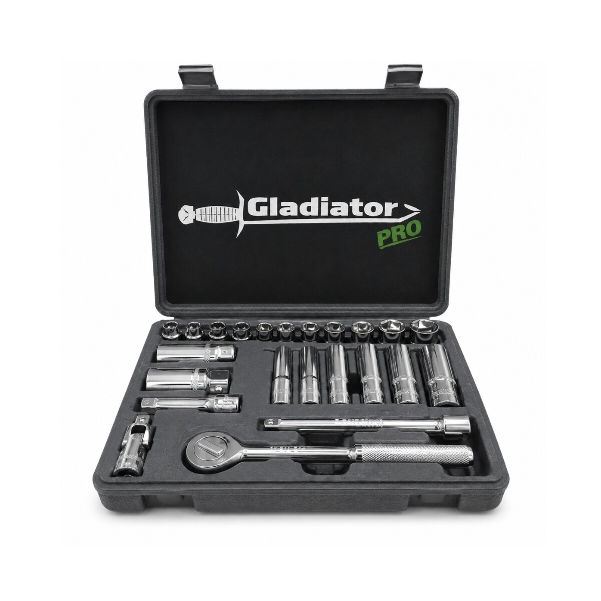 JUEGO DE TUBO, LLAVE CRIQUET METRICO 23P 3/8" GLADIATOR PRO Juego De Tubo, Llave Criquet Metrico 23p 3/8" Gladiator Pro