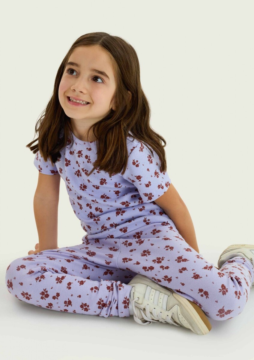 BLUSA CON ESTAMPADO EN TELA ACANALADA - LILA 