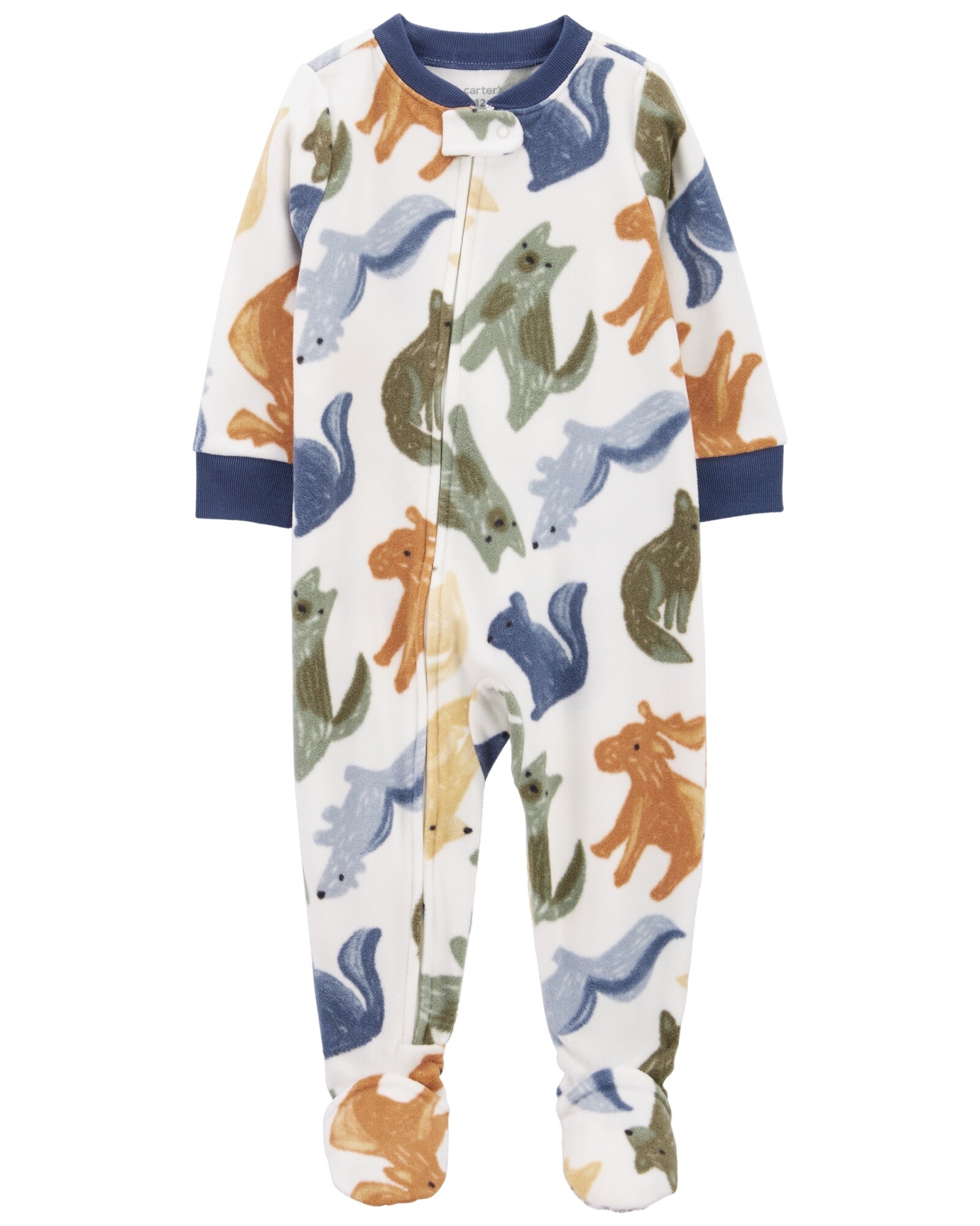 Pijama una pieza de micropolar con pie diseño animales Sin color