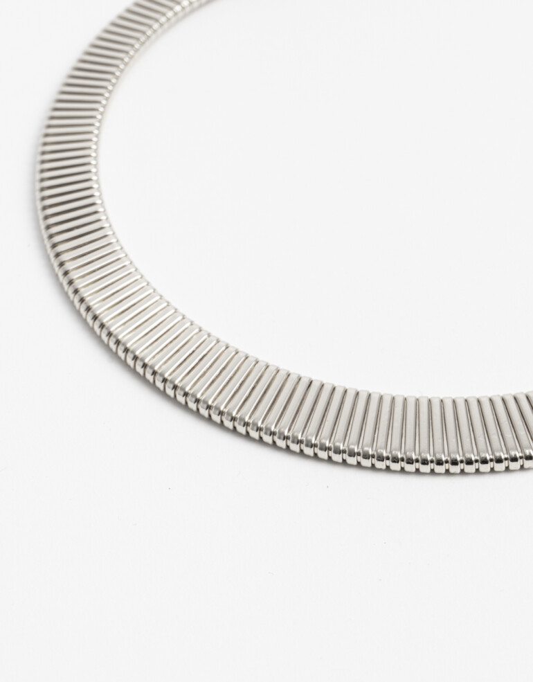 Collares Cortos Metal Collar Corto Cadena Snake - Plateado Rodio