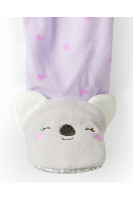 Pijama una pieza de micropolar, con pie, púrpura, diseño koala Sin color