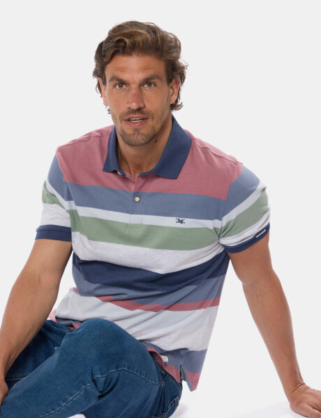 REMERA POLO JERSEY RAYADA Rosado