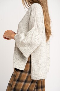 Sweater Manga Volado Gris Melange