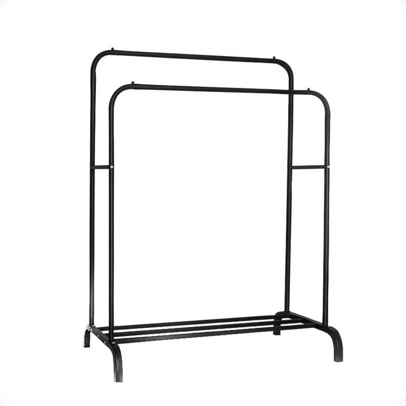 Perchero Doble De Metal Organizador De Ropa Negro