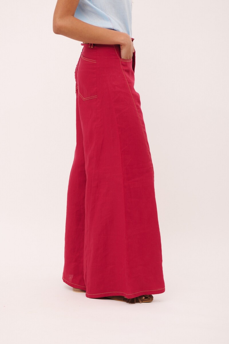 PANTALON WIDE XL LINEN SS26 Cherry