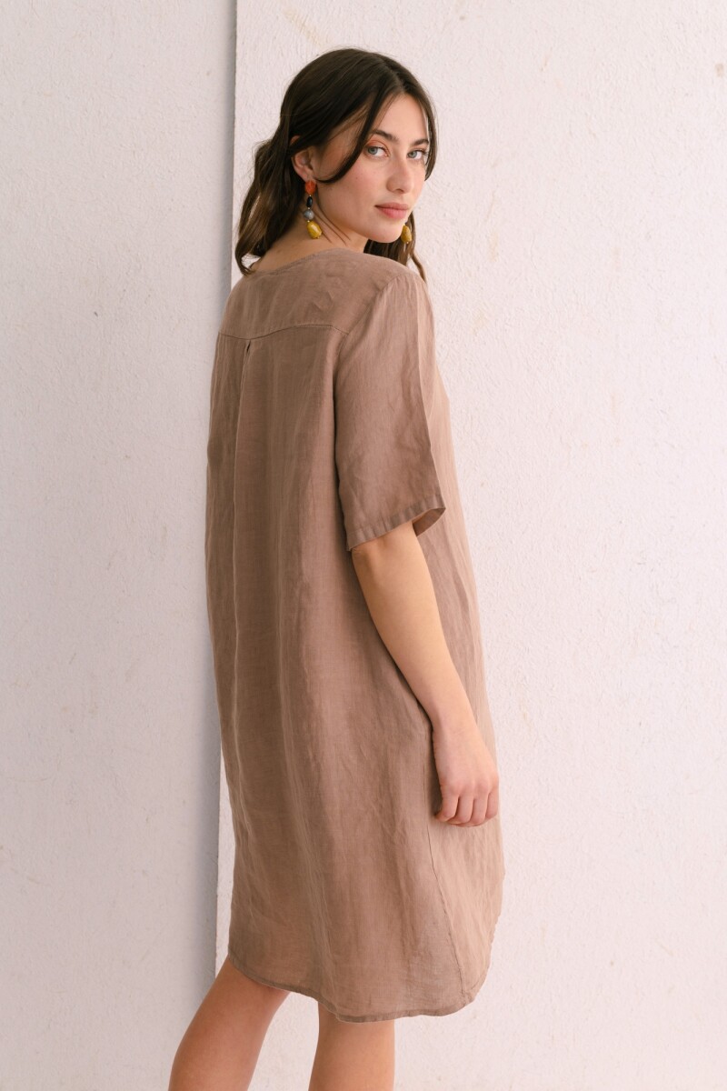 VESTIDO LINO CAMEL