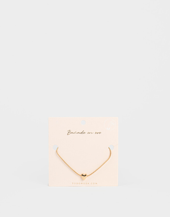 Pulseras Flexibles Bañada en Oro Pulsera Con Corazón Bañada En Oro - Dorado