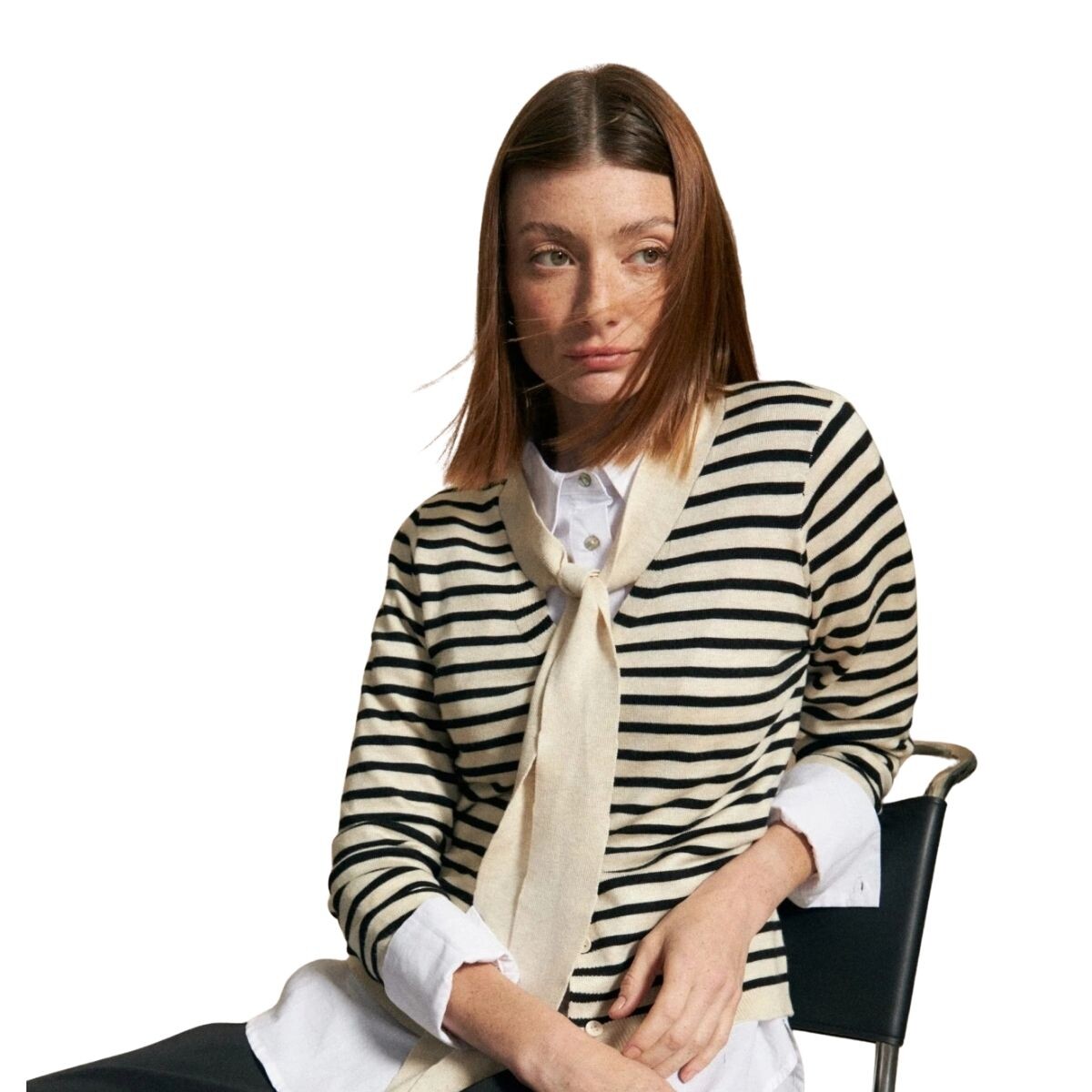 CARDIGAN MANDARINE S-XXL - NGRO/CRUDO 