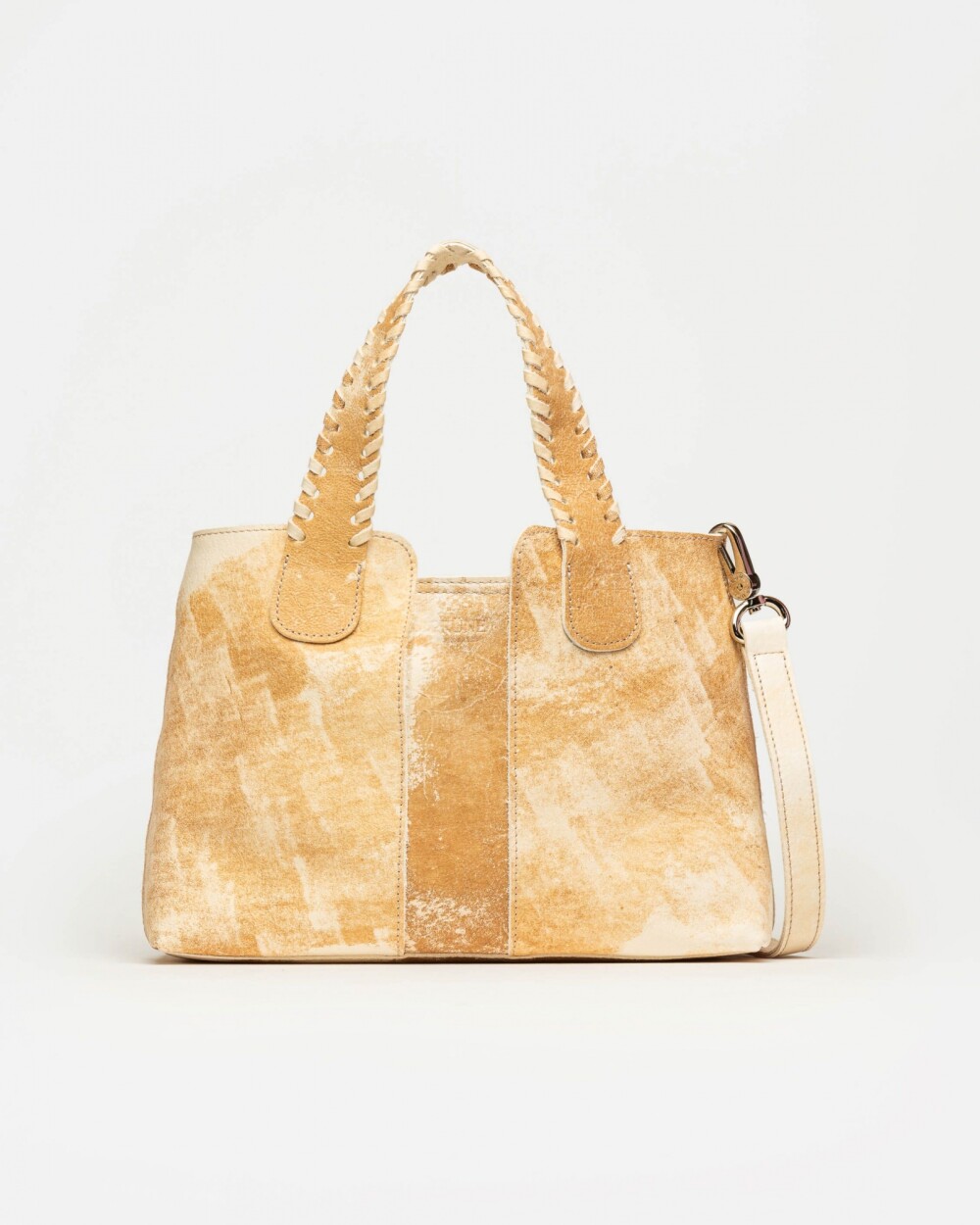 Cartera de mano The Braided en cuero vegetal liso Natural