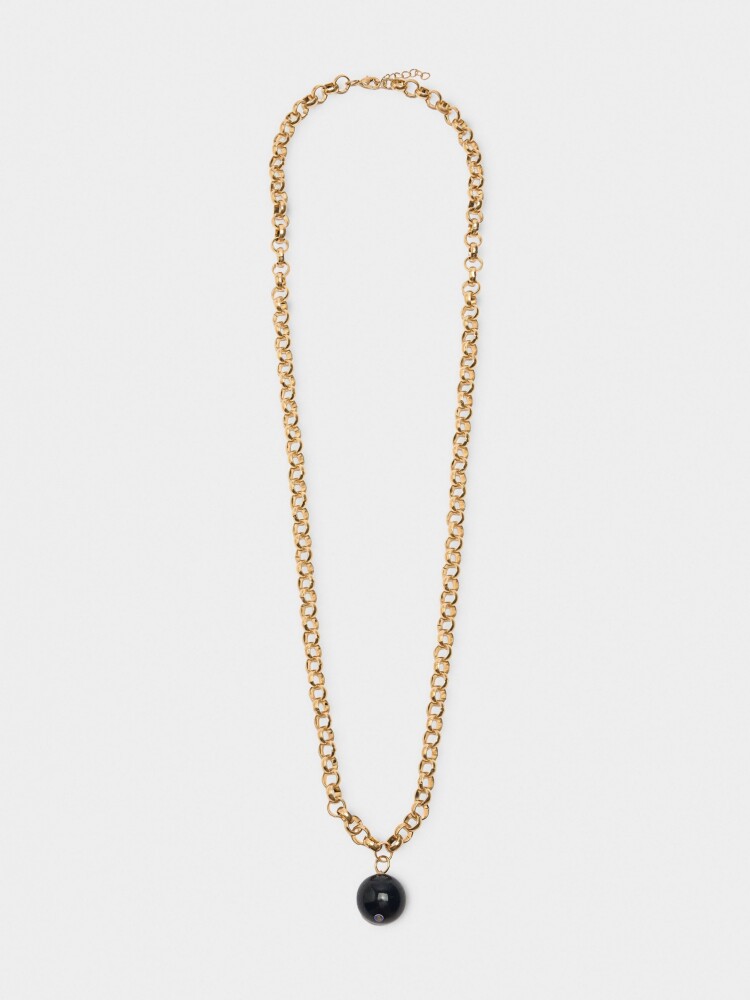Collar De Eslabones Con Colgante De Esfera negro