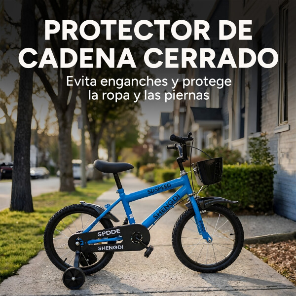 Bicicleta Infantil Shengdi R16 Canasto Parrilla Guardabarros Azul 1