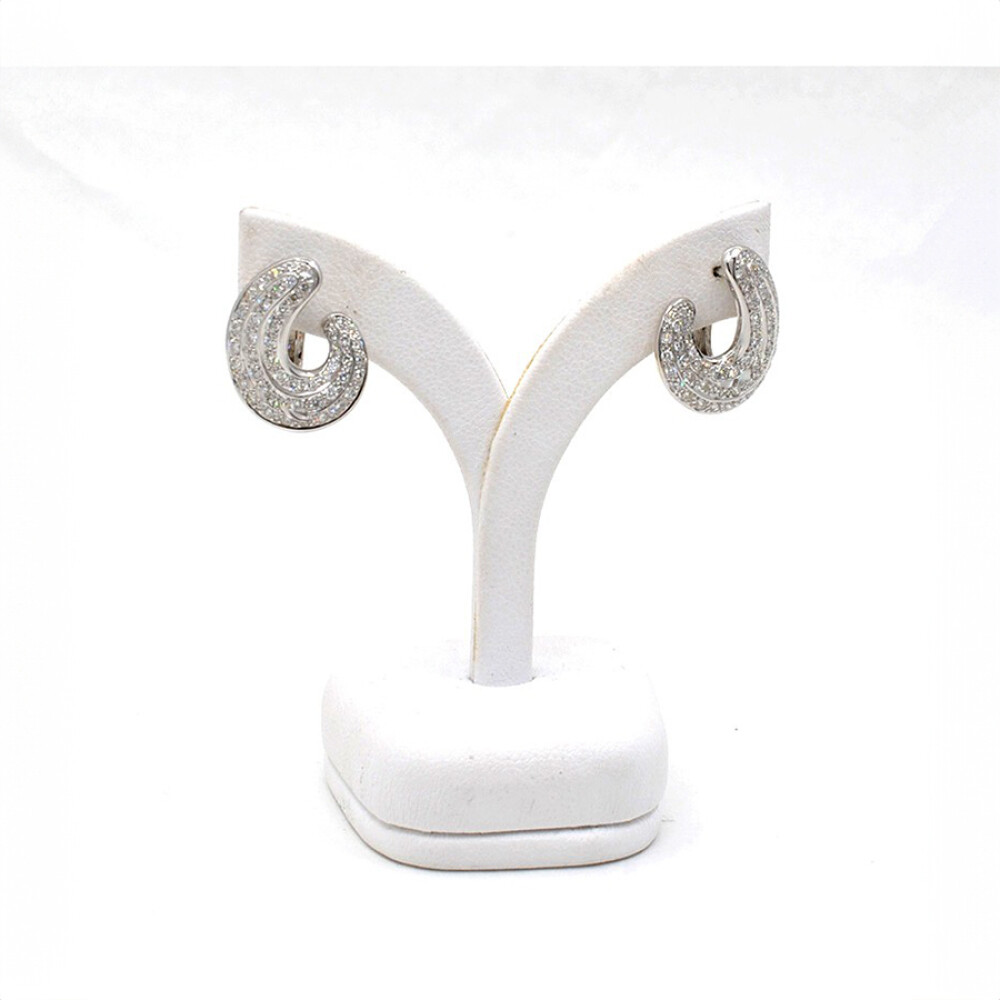 Caravanas En Oro 18K Blanco Y Brillantes Caravanas En Oro 18K Blanco Y Brillantes