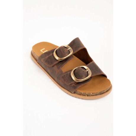 Sandalias De Doble Hebilla Chocolate