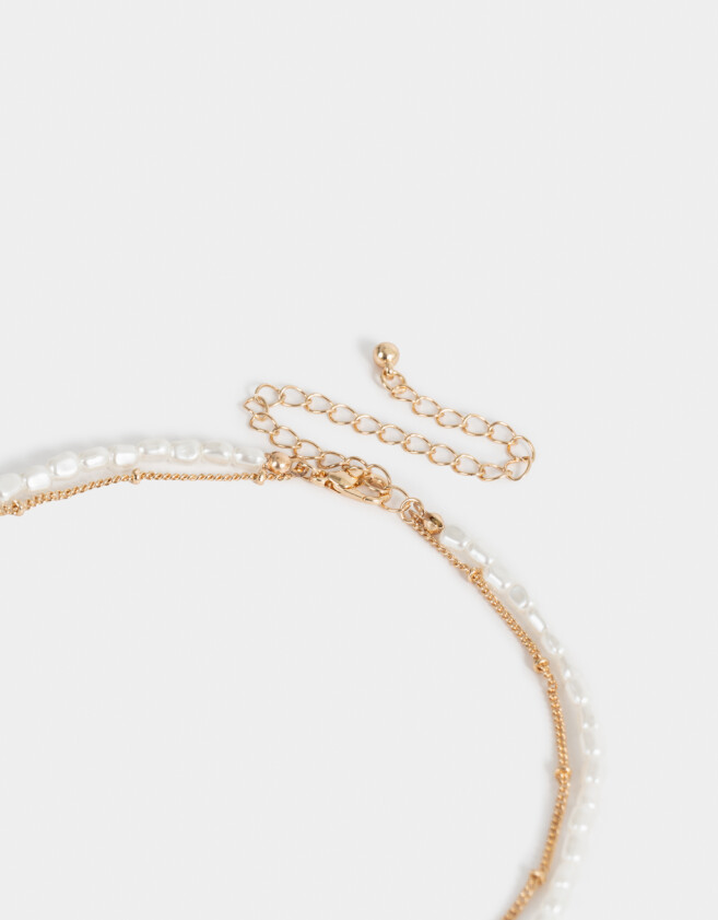 Collares Cortos Con dije de vidrio Collar Corto Con Dije De Vidrio - Dorado