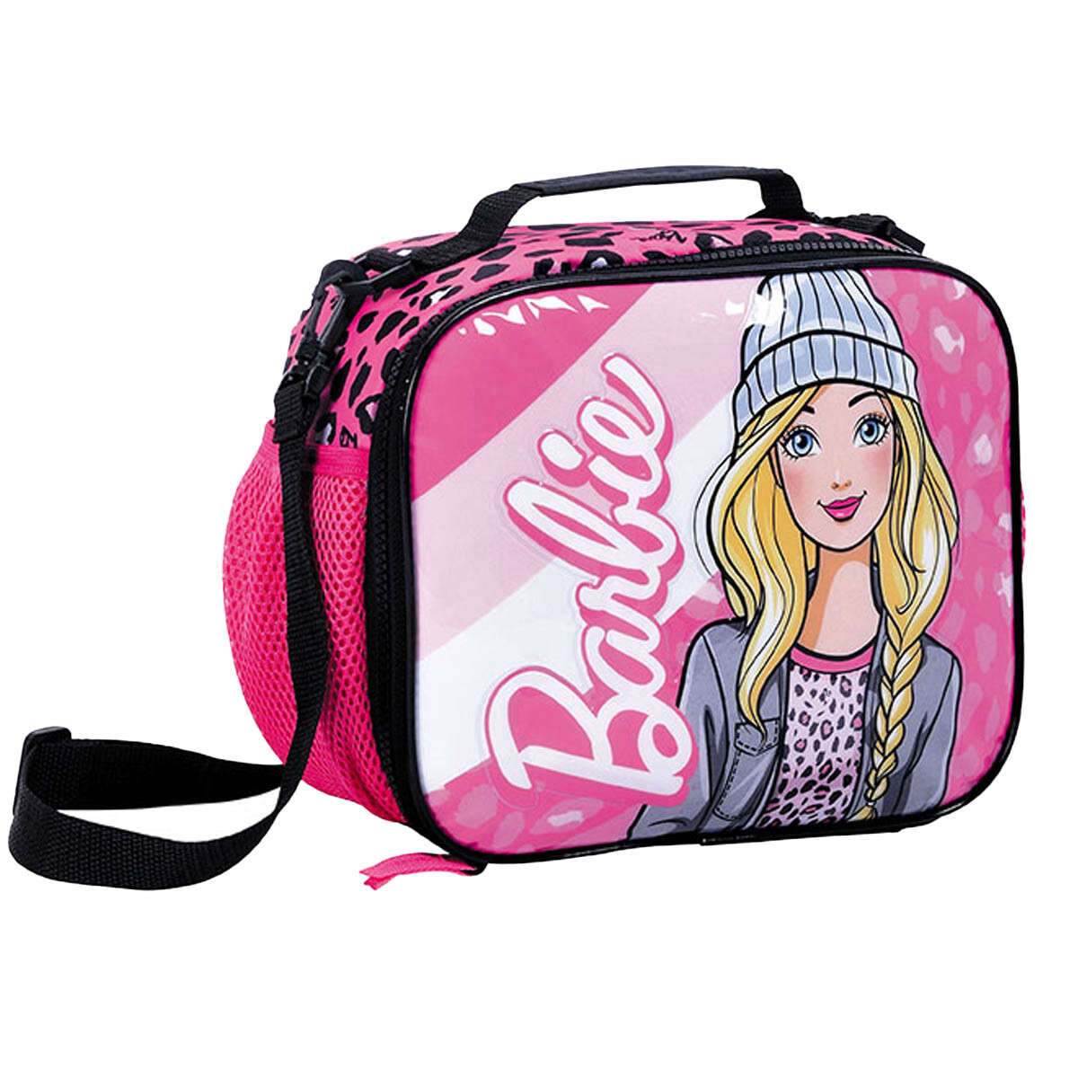 Lonchera Vianda Infantil Térmica Barbie Escolar - Rosa-Negro 