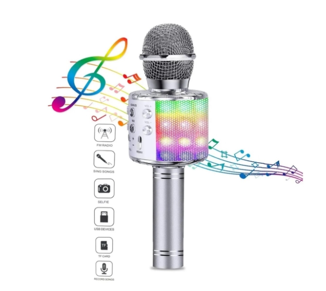 Microfono Bluetooth C/ Parlante Cilindro Karaoke 