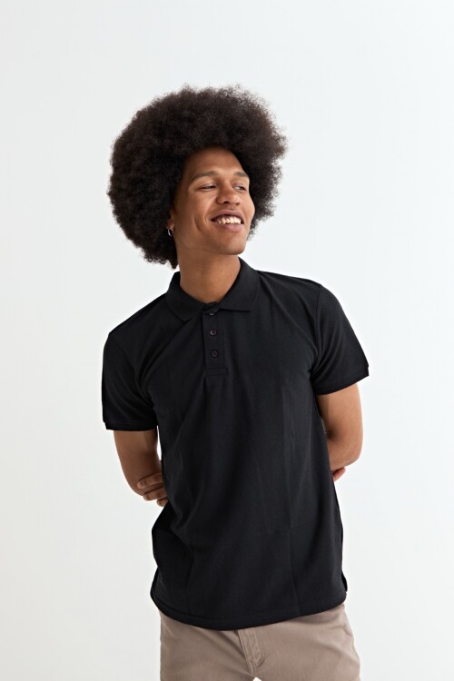 Remera polo manga corta NEGRO
