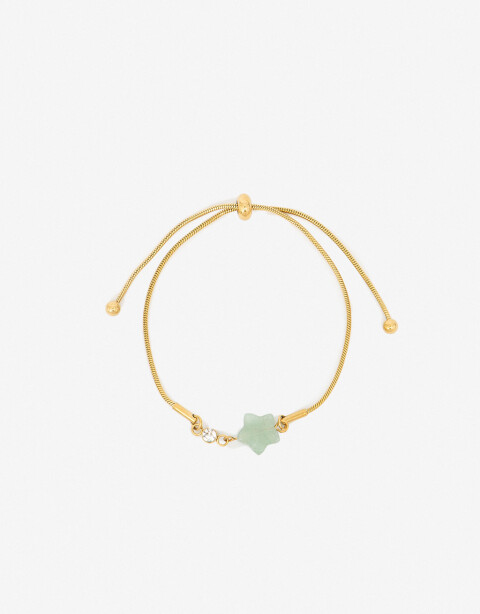Pulseras Flexibles Piedras Pulsera De Acero Piedra Cuarzo - Dorado