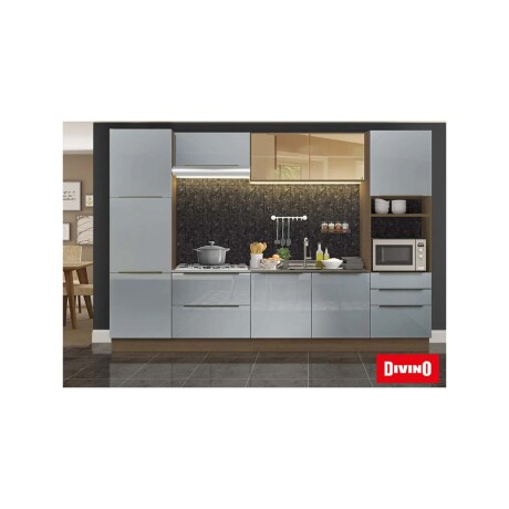 BAJO MESADA 60 CM MDP-Y-VIDRIO GRIS LUX